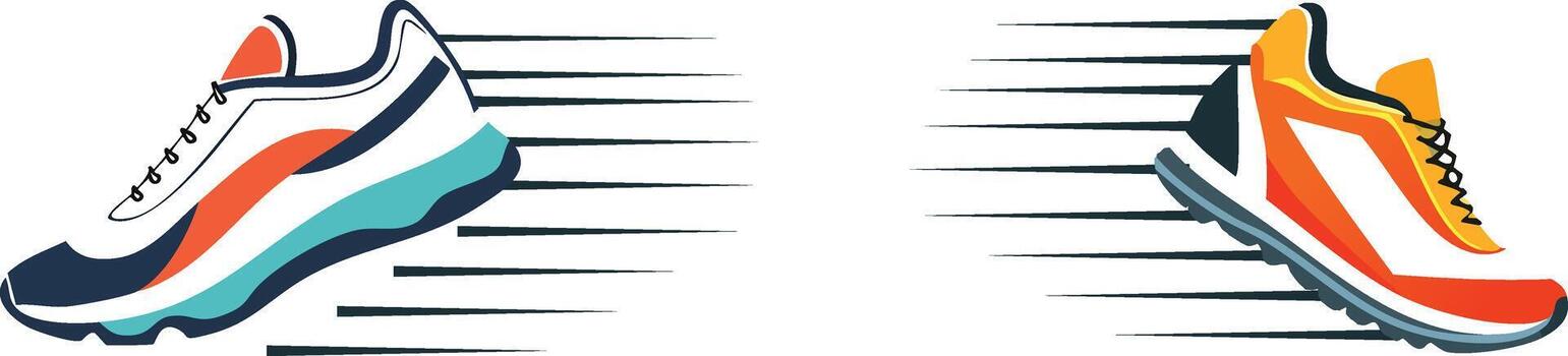 corriendo zapato contorno con dinámica curvo velocidad líneas enfatizando movimiento energético actividad y moderno atlético diseño vector