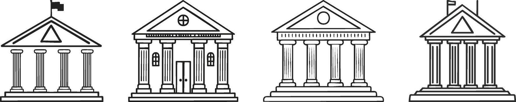 palacio de justicia frente ver monoline diseño presentando pilares triángulo techo y clásico justicia edificio arquitectónico representación vector