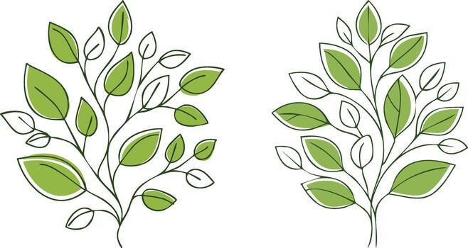 Bold continuous line leaf cluster featuring natural vines and organic shapes forming a simple botanical inspired composition vector