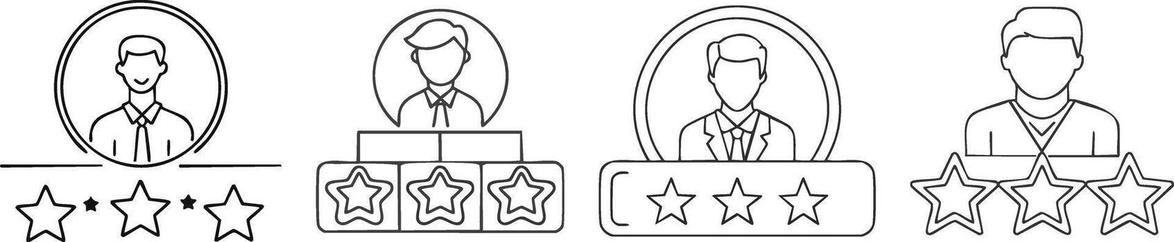 cliente realimentación icono con clasificación estrellas y usuario símbolo creado en moderno mínimo contorno para revisión sistemas vector