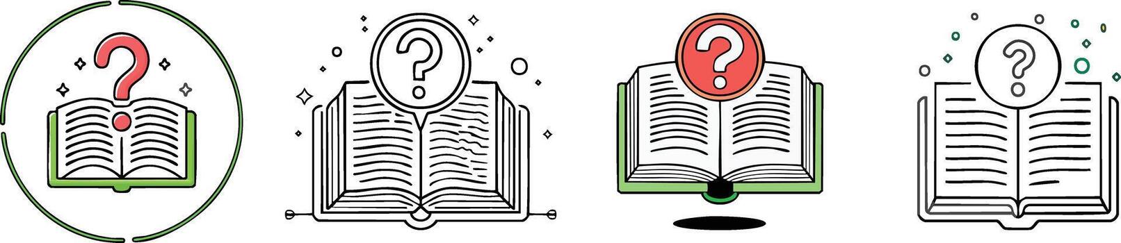 Help center icon showing book and question mark drawn in minimal line art for informational assistance concepts vector