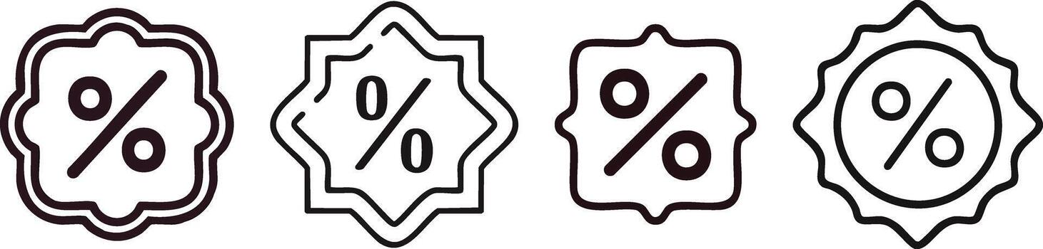 Discount label rectangle with rounded corners and percentage symbol designed in clean minimal promotional icon style vector