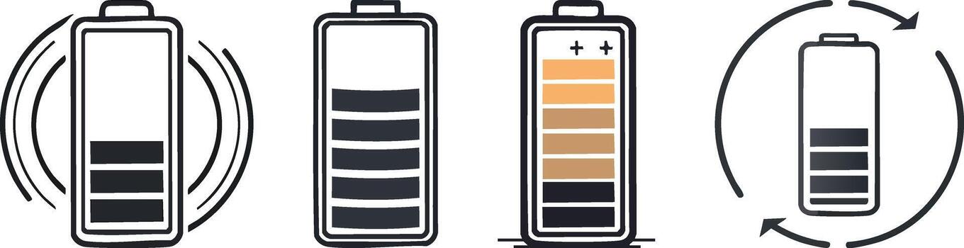 mínimo batería icono con limpiar negrita contorno representando moderno tecnología y eficiente digital dispositivo especificaciones vector