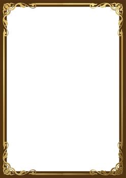 Vintage frame, gold edge, scroll pattern, book composition vector