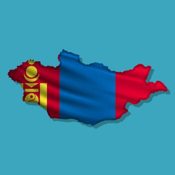flag Mongolia in the form of a map vector