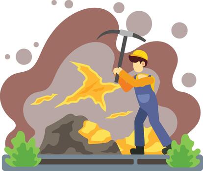 Miner extracting resources vector