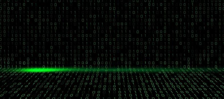 Green Glowing Matrix 0, 1 Futuristic Cyber Data Stream vector