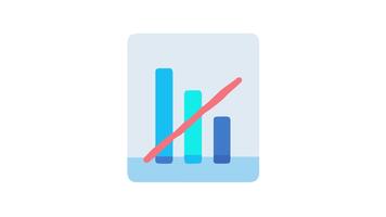 Decreasing bar graph with diagonal line in flat style video