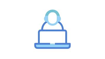 Customer service operator agent helpdesk working on computer icon video