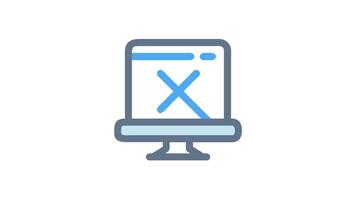 övervaka med korsa ikon indikerar fel eller fel symbol video