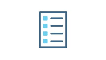 Simple Animation icon of a document with list items video