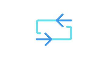 blå linjär pilar formning en slinga på vit bakgrund video