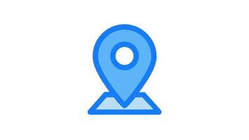 blå plats stift ikon för Karta och navigering använda sig av video