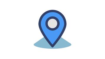 estilizado ubicación puntero icono en un blanco antecedentes sencillo video