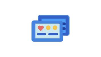 Stacked user interface elements with heart and circle icons video