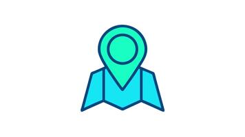 stiliserade Karta stift ikon med vikta Karta design element video