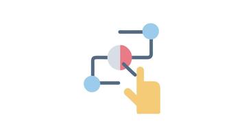 digital hand väljer data från ansluten knutpunkter på vit video