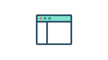 minimalista navegador janela ícone com Barra Lateral dentro uma plano Projeto video