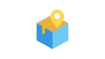Delivery box with geolocation pointer for package tracking icon video
