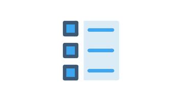 checklista dokumentera med lådor och rader i platt stil video