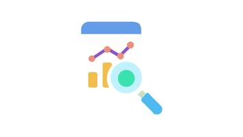 Data analysis icon with chart and magnifying glass Animation video