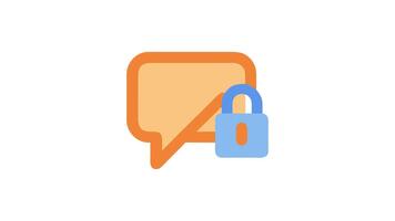 seguro mensajería icono con candado y habla burbuja símbolo video