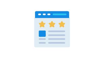 Website review interface with star rating and content blocks video