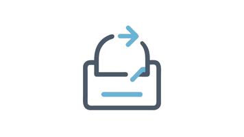 data exportera ikon som visar pil som förs in i databas, enkel design video