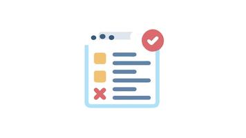 Task list with tick and cross marks in flat design video