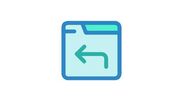 Flat icon of folder with an arrow pointing left video