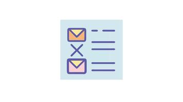 correo lista con un X indicando no seleccionado articulo video