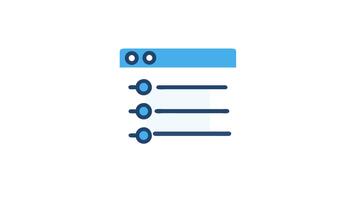 blu finestra con elenco Oggetti, menù e impostazioni opzioni video