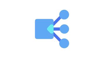 Blue data connection symbol with circular nodes on White video