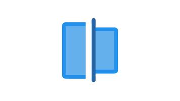 Justerat text ikon med två block och vertikal linje video