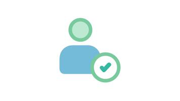 utente profilo icona con segno di spunta che rappresentano convalidato utente video