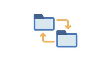 mapp data överföra bearbeta i platt animering ikon stil video