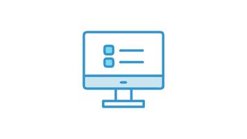 blu computer icona con caselle di controllo e testo su schermo video