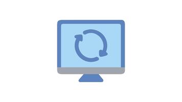 dator skärm visar cirkulär pil ikon symboliserar data synkronisering video