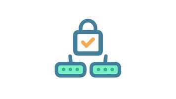 säkra nätverk förbindelse med validerad tillgång på vit bakgrund video