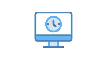 computer schermo mostrando un' orologio icona nel piatto stile video