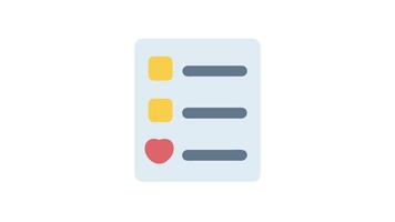 stiliserade ikon av en lista med kryssrutor och hjärta video