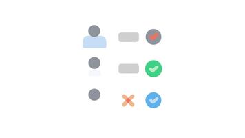 användare data med godkännande, avslag, och måtta indikatorer video