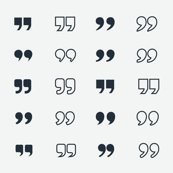 Quotes icon set. Quote symbol. Simple quotes collection. Quotation mark sign and symbol. Set of quote mark . Quotation mark icon collection vector