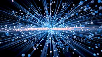 Light particles and rays create a stunning visual display in dark space video