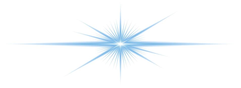Dynamic horizontal blue light streak with intense central glow and trailing particles for speed and energy themed designs vector