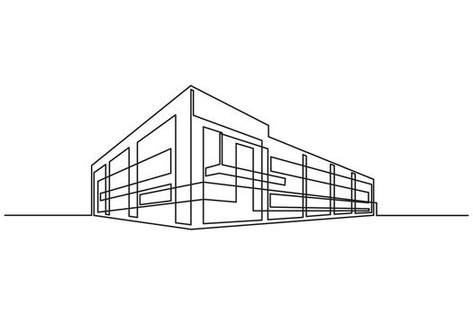 urbano oficina arquitectura continuo uno línea dibujo limpiar mínimo contorno diseño vector