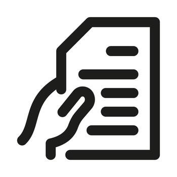 moderno mano participación documento icono para archivos y envíos vector