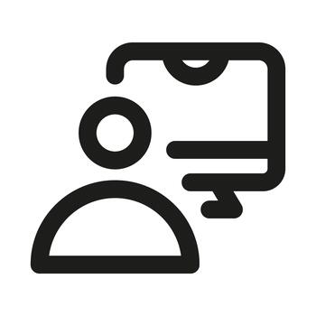 pantalla compartiendo icono. moderno profesional mínimo línea icono representando colaboración, presentación, y digital comunicación claridad con limpiar visual diseño vector