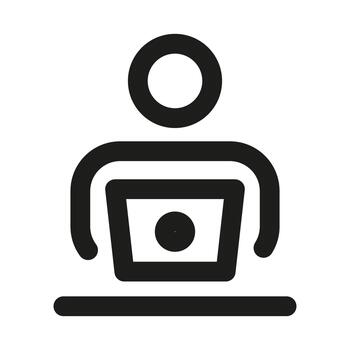 moderno trabajando en computadora icono para oficina, productividad, y tecnología vector