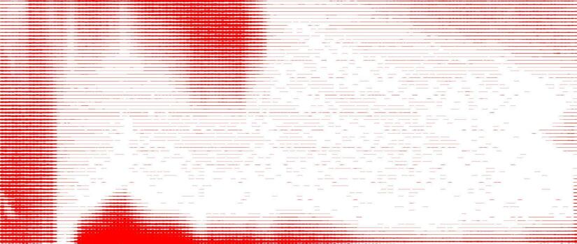 Red distressed line pattern texture. Horizontal striped glitch background. Damaged scan effect concept wallpaper. Linear halftone photocopy scratches backdrop. Worn paper punk print. vector